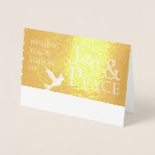 . .楽しい季節と平和の休日のホイルをお祈り 箔カード (正面)