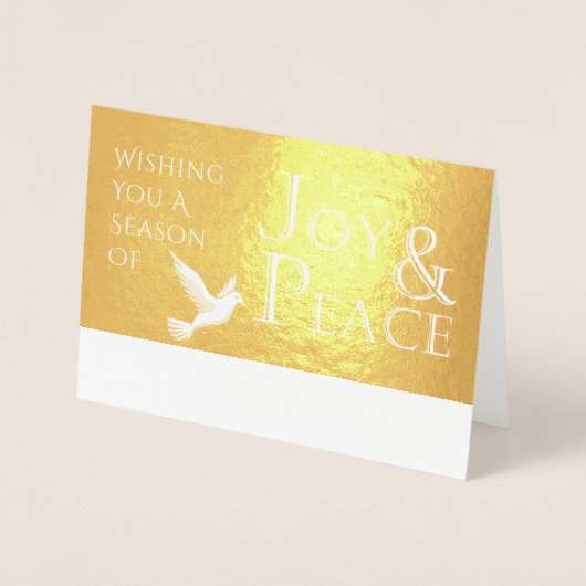 . .楽しい季節と平和の休日のホイルをお祈り 箔カード (正面)