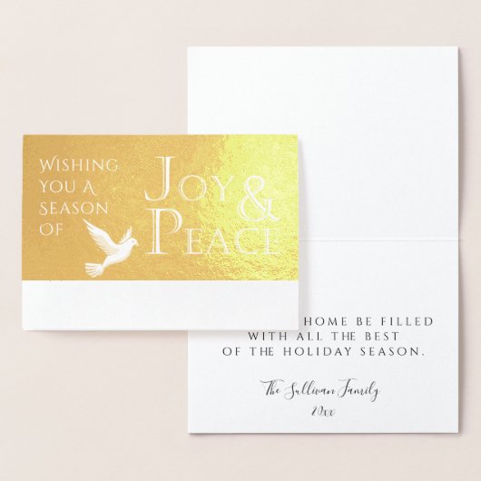 . .楽しい季節と平和の休日のホイルをお祈り 箔カード (ディスプレー)