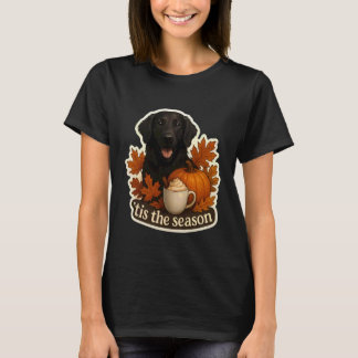 楽しい季節 フラットコーテッド レトリバー 犬 ファル Tシャツ
