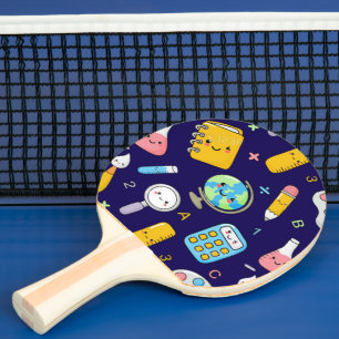 楽しい学び – かわいい教育シームレスパターン 卓球ラケット