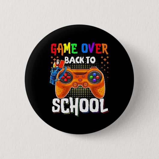 楽しい学校に戻る ゲームオーバー 先生 生徒 対立 缶バッジ (正面)