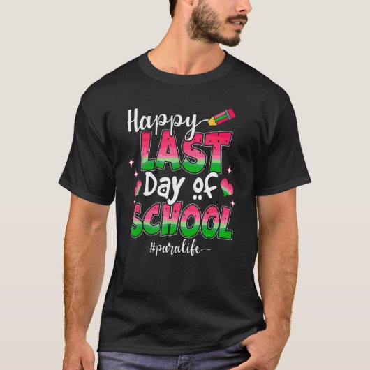 楽しい学校最後の日 パラライフ 先生 卒業 Tシャツ (正面)