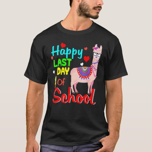楽しい学校最後の日 ラマ 生徒 先生 Tシャツ (正面)