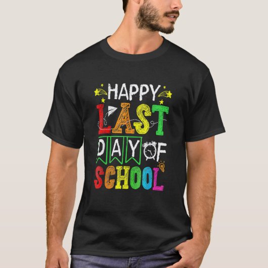 楽しい学校最後の日 夏休みに入ります 先生用S Tシャツ (正面)