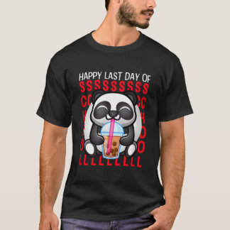 楽しい学校最後の日 学生と先生のパンダ Tシャツ