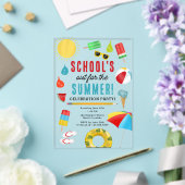 楽しい学校生活の終わり 子供たちの夏のプールパーティー アクリル招待状 (インサイチュ (ウェディング))