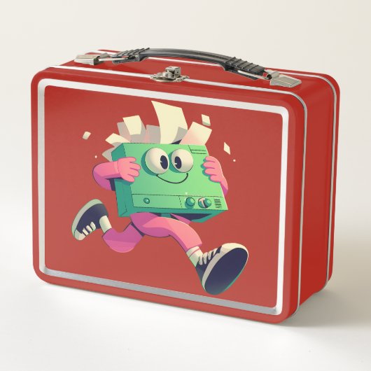 楽しい学校用品の箱のキャラクター メタルランチボックス (正面)
