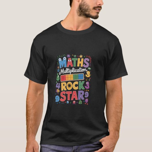 楽しい学習を教える数学の掛け算ロック・スター Tシャツ (正面)