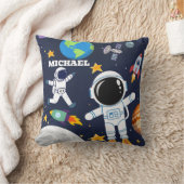 楽しい宇宙の宇宙飛行士、かわいい子供の1歳の誕生日 クッション (ブランケット)
