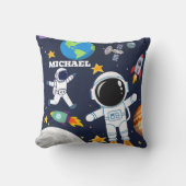 楽しい宇宙の宇宙飛行士、かわいい子供の1歳の誕生日 クッション (正面)
