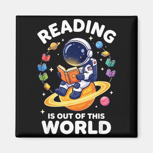 楽しい宇宙の読書はこの世のものではない本 マグネット (正面)