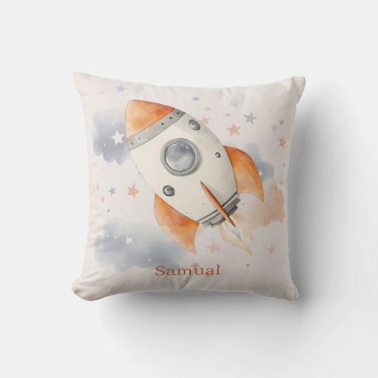 楽しい宇宙ロケット子供用 クッション (正面)
