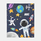 楽しい宇宙宇宙飛行士、かわいい子供の最初の誕生日 フリースブランケット (正面)
