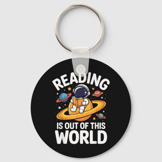 楽しい宇宙 読書はこの世のものではない スペース 本 キーホルダー (正面)