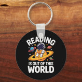 楽しい宇宙 読書はこの世のものではない スペース 本 キーホルダー (正面)