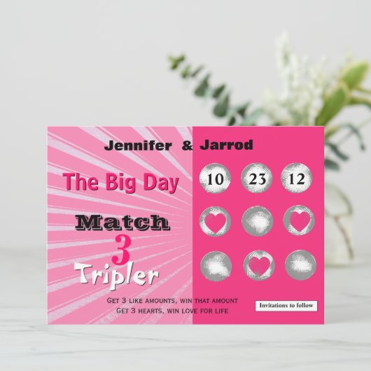 楽しい宝くじスクラッチオフ結婚発表 招待状 (スタンド正面)