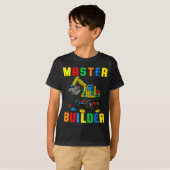 楽しい家族のマスタービルダー建築レンガブロック Tシャツ (正面フル)