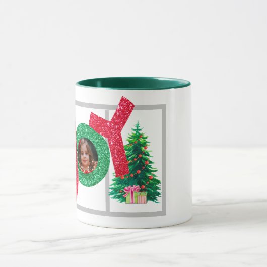 楽しい家族の瞬間：カスタムベビー写真クリスマス マグカップ (中央)