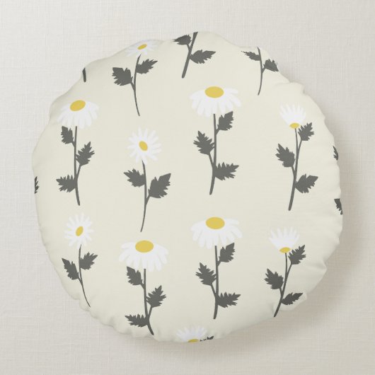 楽しい小さなデイジーワイルドフラワーフローラ ラウンドクッション (裏面)