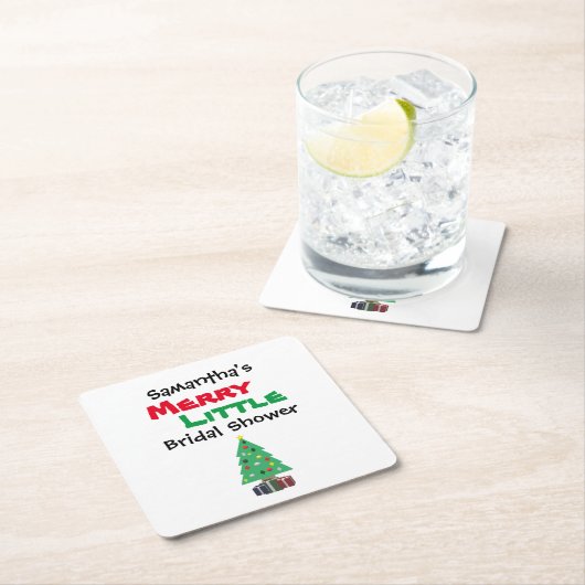 楽しい小さなブライダルシャワー スクエアペーパーコースター (インサイチュ)