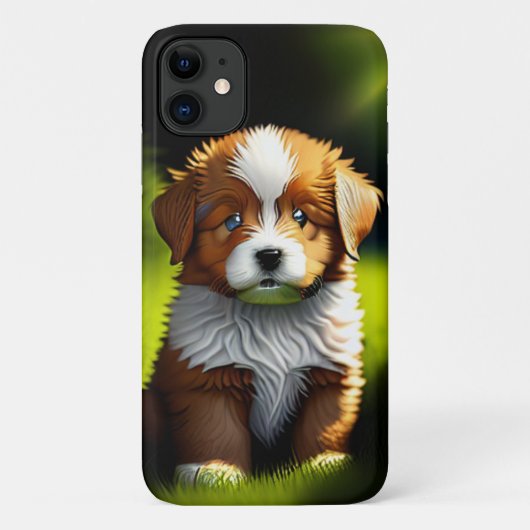 楽しい小さな茶色と白い子犬 Case-Mate iPhoneケース (裏面)