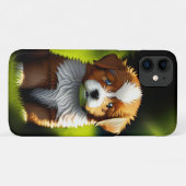 楽しい小さな茶色と白い子犬 Case-Mate iPhoneケース (裏面(横))