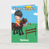 楽しい少年騎馬言葉探し お誕生日おめでとう カード (正面)