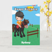 楽しい少年騎馬言葉探し お誕生日おめでとう カード (黄色い花)