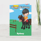 楽しい少年騎馬 秘密メッセージ 誕生日 カード (正面)