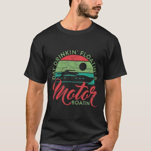 楽しい帆船の日飲み・浮き輪・モーターボート Tシャツ (正面)