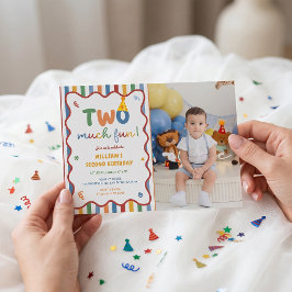 楽しい帽子 2歳の誕生日招待状 写真 招待状