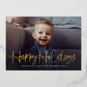 楽しい幸せな台本 シンプル ワンフォト 赤 箔シーズンカード (正面)