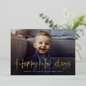 楽しい幸せな台本 シンプル ワンフォト 赤 箔シーズンカード (立ち正面)