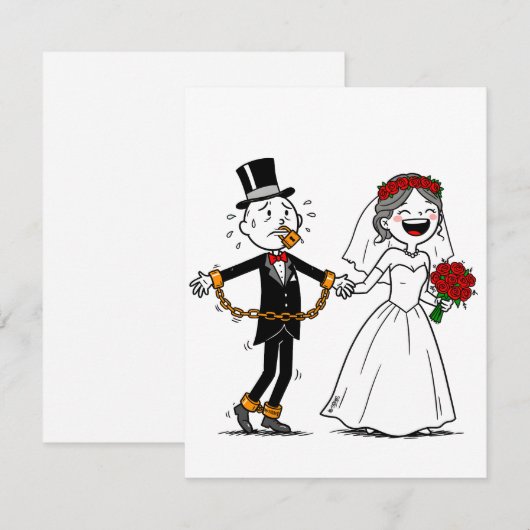 楽しい幸せな結婚 招待状 (正面/裏面)