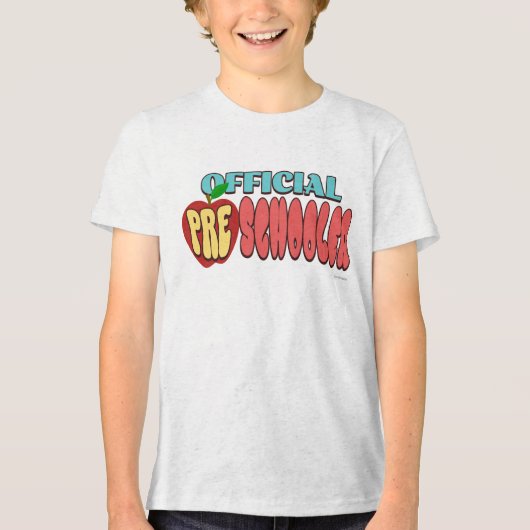 楽しい幼稚園児の初登園デザイン トライブレンドTシャツ (正面)
