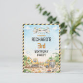 楽しい建設テーマの子供の誕生日パーティー 招待状 (スタンド正面)