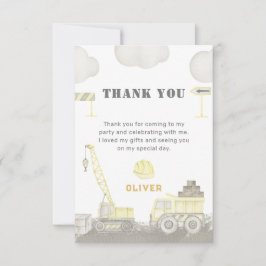 楽しい建設工事の子供の誕生日パーティー サンキューカード