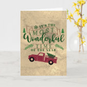 楽しい引用文とヴィンテージクリスマスツリートラック カード (黄色い花)