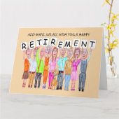 楽しい引退を願う人々の戯画 カード (黄色い花)