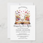 楽しい後ずっと本とリングや輪ブライダルシャワー 招待状 (正面)