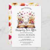 楽しい後ずっと本とリングや輪ブライダルシャワー 招待状 (正面/裏面)