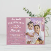 楽しい思い出を2倍に！兄弟の誕生日パーティーを一緒に祝おう 招待状 (スタンド正面)