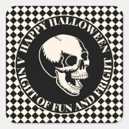 楽しい恐怖のドクロ ハッピーハロウィン スクエアシール
