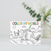 楽しい恐竜ぬりえページ ポストカード (スタンド正面)