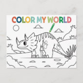 楽しい恐竜ぬりえページ ポストカード (正面)