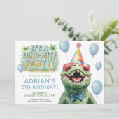 楽しい恐竜の誕生日パーティーデザイン 招待状 (スタンド正面)