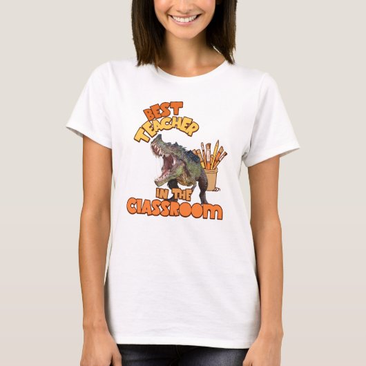 楽しい恐竜 美術教師 クリエイティブ教室 Tシャツ (正面)