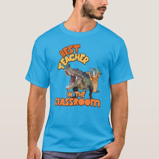 楽しい恐竜 美術教師 クリエイティブ教室 Tシャツ (正面)