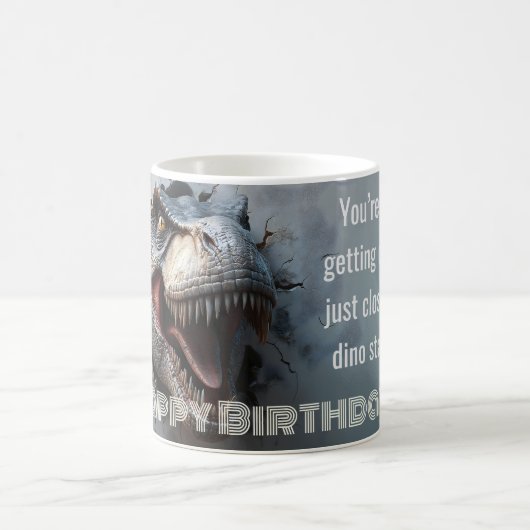 楽しい恐竜T-Rex誕生日デザイン コーヒーマグカップ (中央)